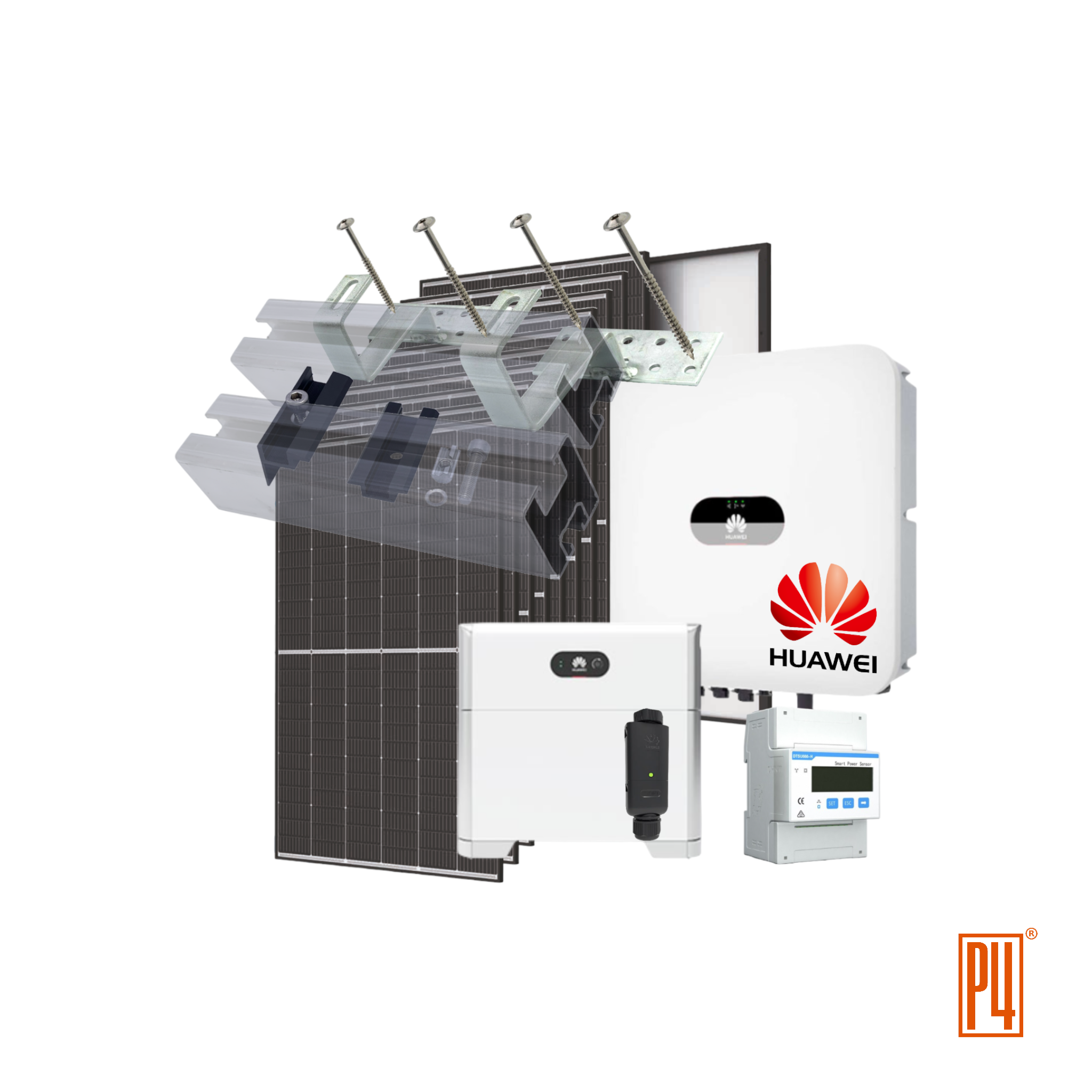 P4 Komplettset 2,58 kWp/ 5 kWh Batteriespeicher Trina Vertex S+ Bifacial, Huawei SUN2000-2KTL-L1 Huawei Luna 2000-5-SO
